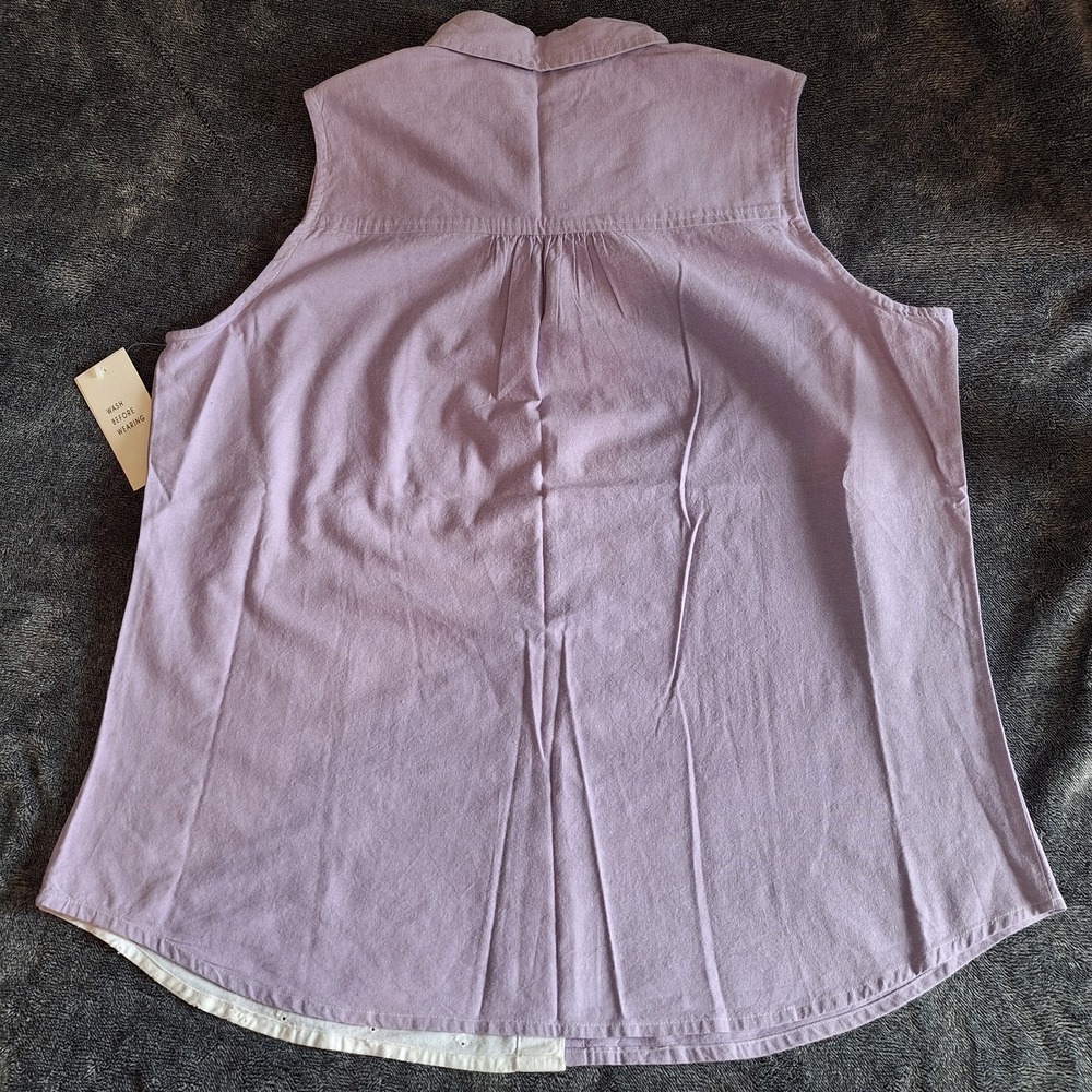 VTG Fashion Bug Embroidered Blouse Womans 18/20 Purple/White Floral Heart Button - Picture 11 of 11